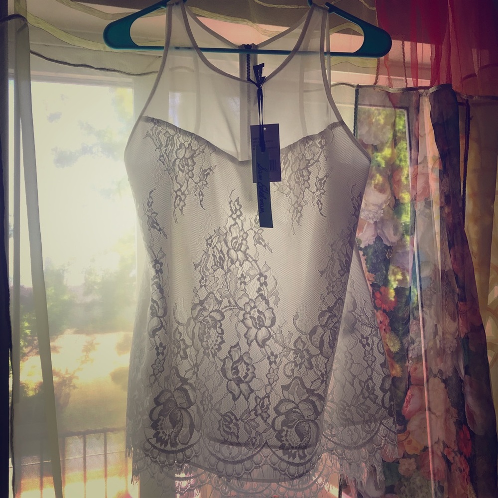 Sam Edelman sleeveless lace blouse SZ LG